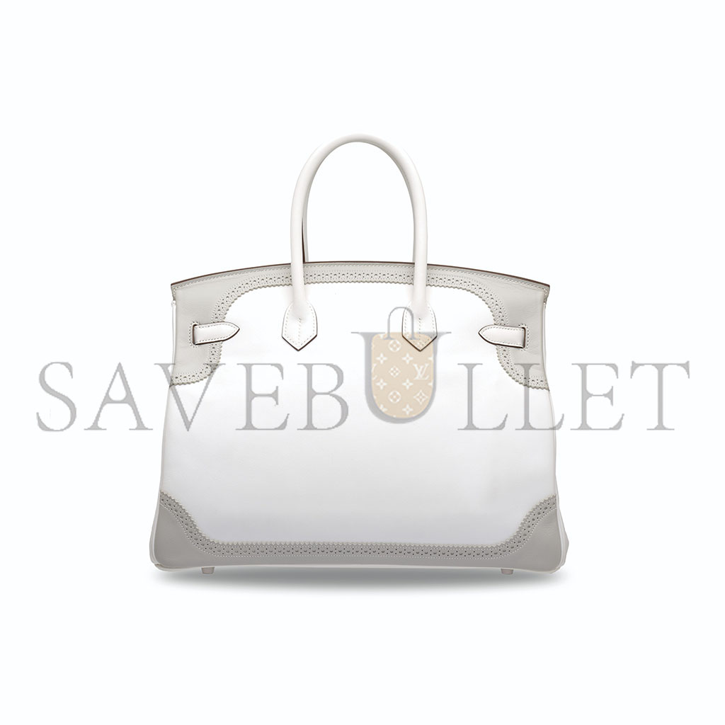 H**mes master birkin 30 swift white and grey with silver buckle 321877 (30*22*15cm)